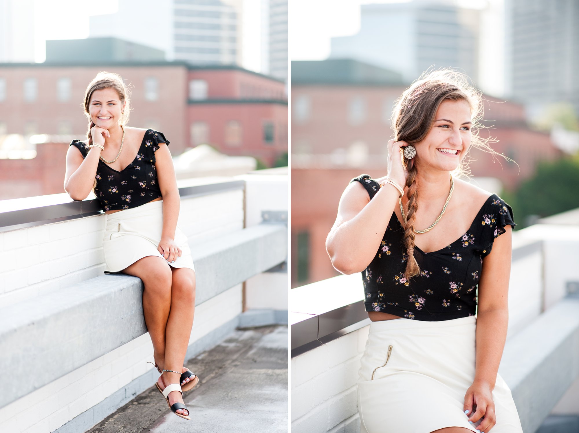 Richmond Senior Pictures with gorgeous light in Shockoe Bottom
